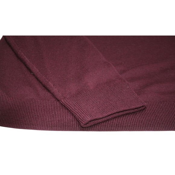 Nordstrom Mens Large V-Neck Sweater Burgundy Washable Merino Wool Classic Layer - Picture 4 of 7